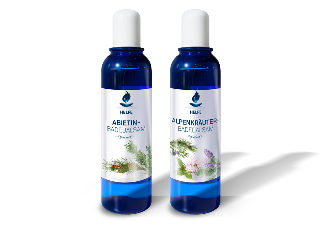 Emulsioni da bagno Helfe con oli essenziali: abietina ed erbe alpine