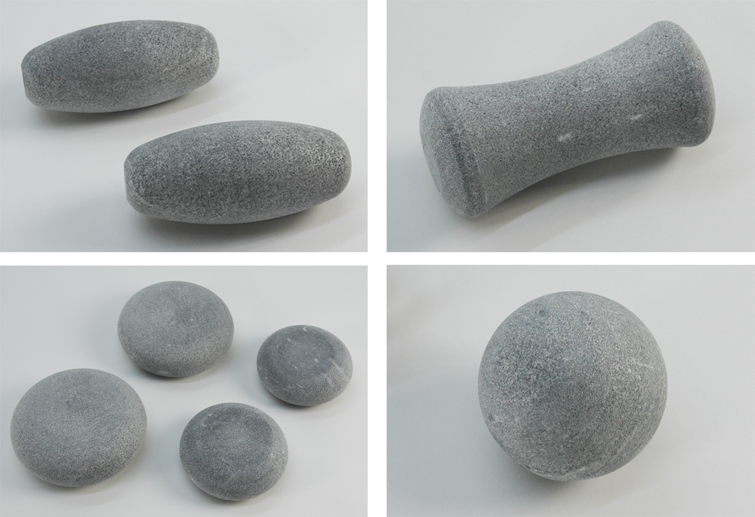 Die Hukka Specksteine in verschiedenen Formen eignen sich für verschiedene Körperbereiche