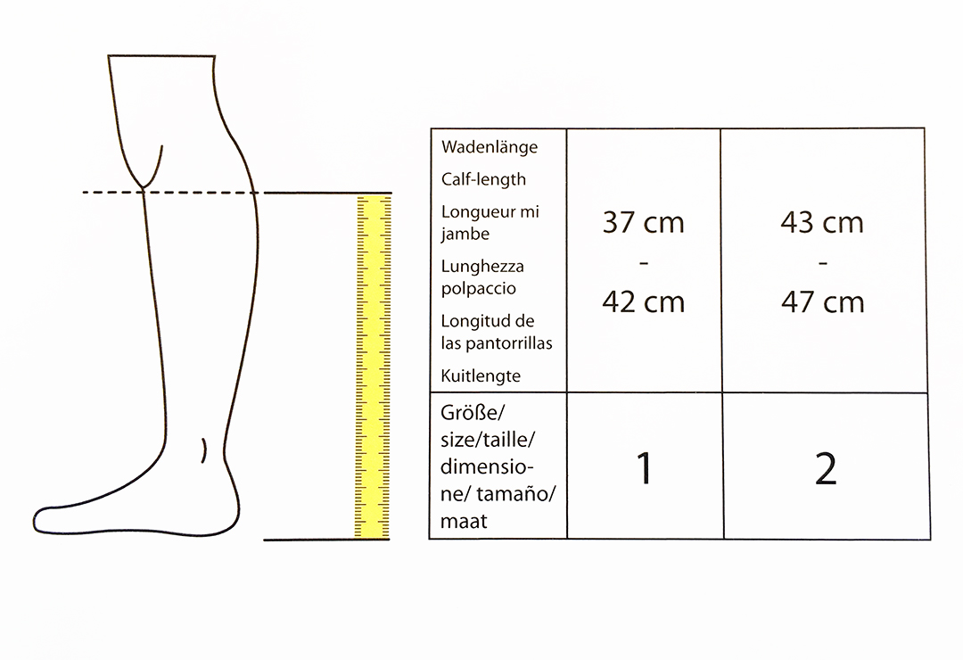 Measure your calf length for the MoserMed travel support cuffs for the legs