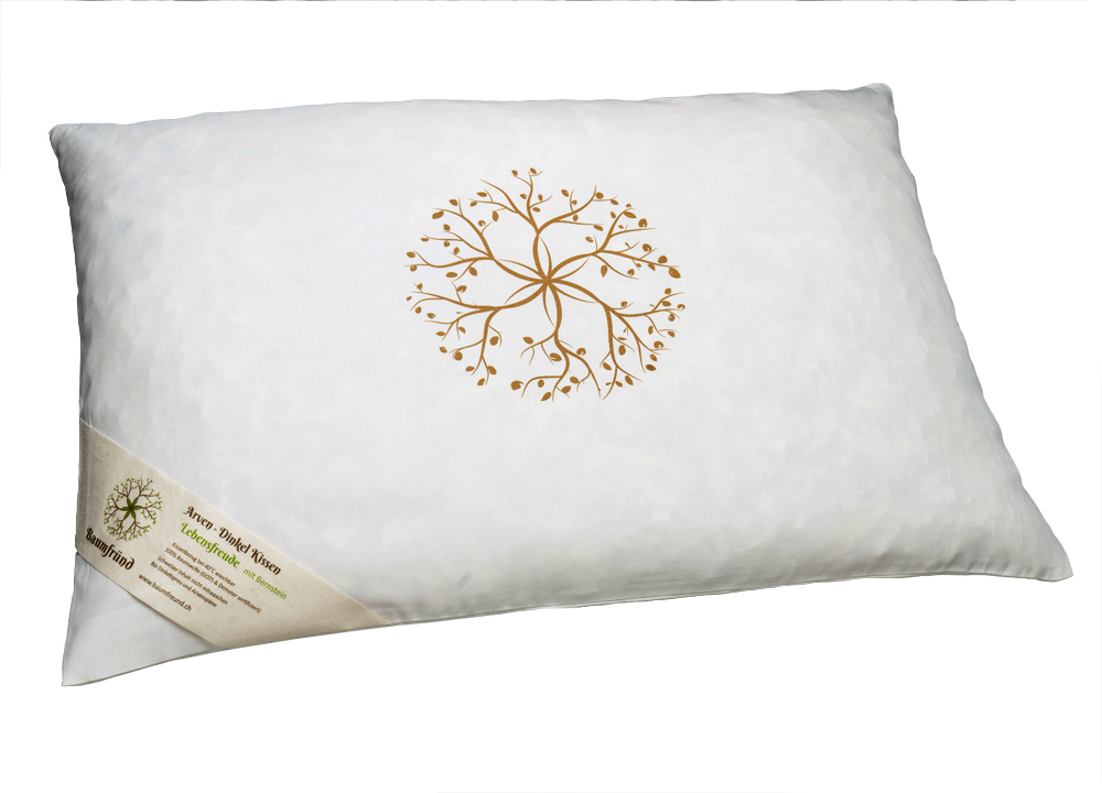 Baumfründ Swiss stone pine and spelt pillow with amber pearls (60x40cm)