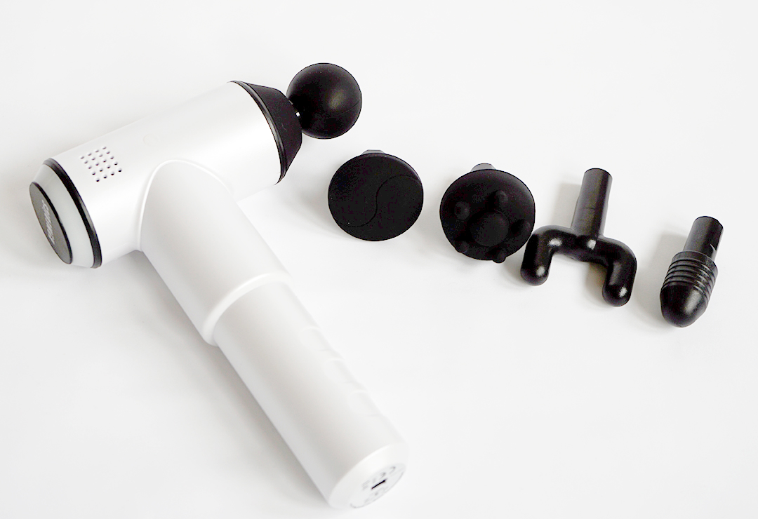 The Homedics Physio Massage Gun comes with 5 different massage attachments