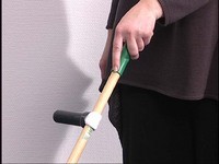 You attach the T-grip on the rod of your broom. Due to the handgrip which is horizontal, your wrist will stay in a straight, anatomic position.