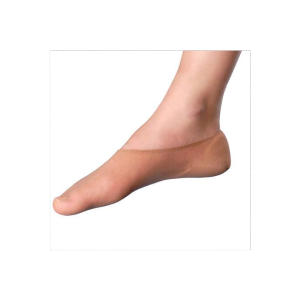 Like a thin sock it fits to the foot and includes a fixed padding that protects either the heel or the toe. 